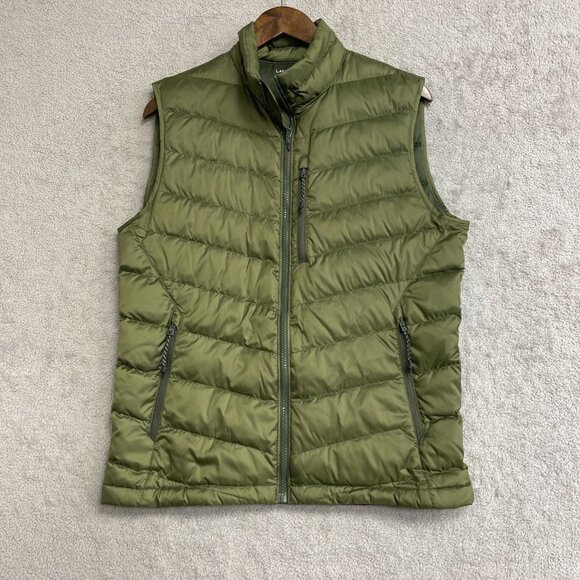 NEW Lands' End Men's S Packable Puffer Down Vest Smokey Olive Green Full Zip - Picture 1 of 9